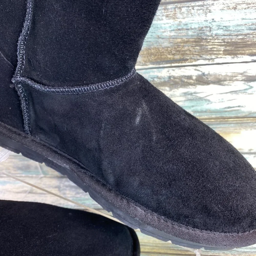 Serra Black Suede Ankle Boot Bootie Zip Faux Fur Leopard Print Casual Womens 7M
